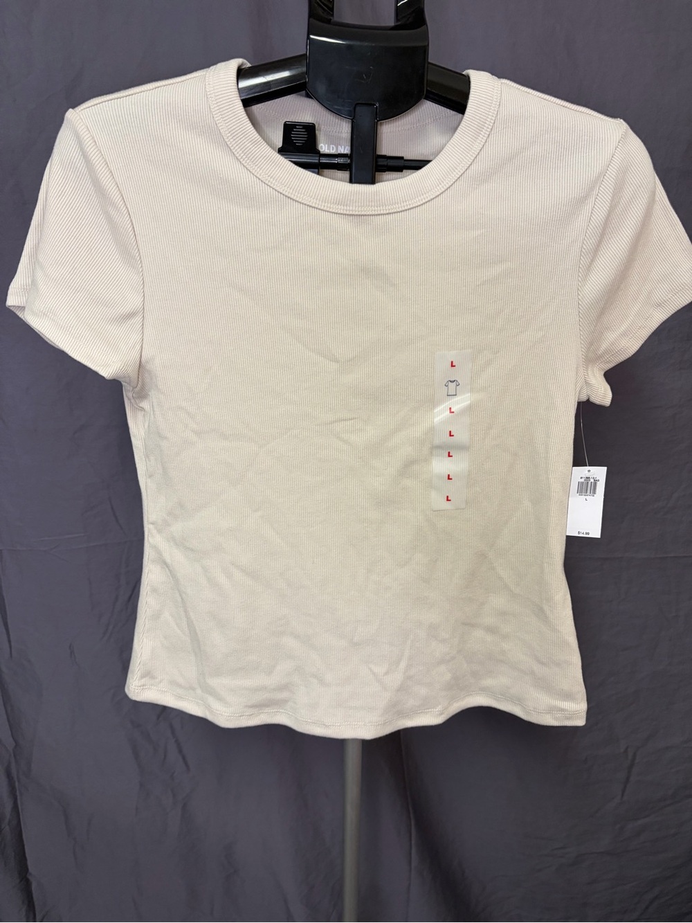 Old Navy Short Sleeve Ribbed Crewneck Tee - Beige/Cream